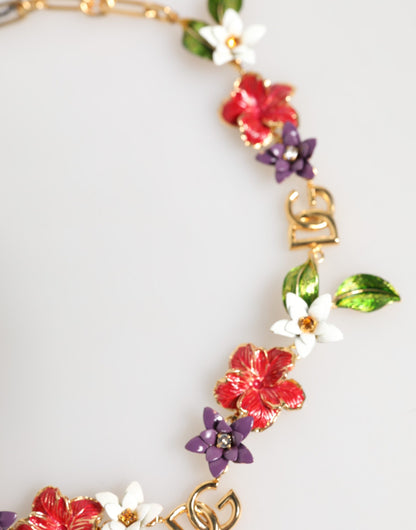 Dolce & Gabbana Women's Gold Brass & Glass Necklace - Gold Multicolor Floral