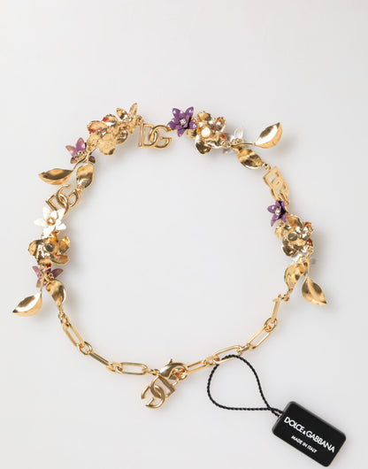 Dolce & Gabbana Women's Gold Brass & Glass Necklace - Gold Multicolor Floral