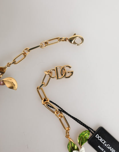 Dolce & Gabbana Women's Gold Brass & Glass Necklace - Gold Multicolor Floral