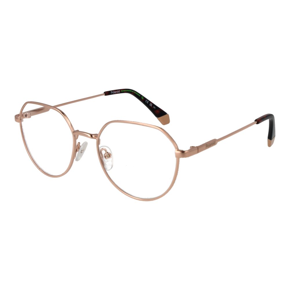 Eyeglasses Frames by Polaroid for unisex in metal gold features an refined silhouette, showcasing a sophisticated gold coloured frame and refined full-frame frame design for a refined look.