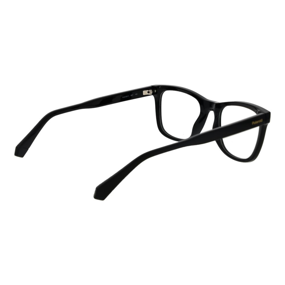Eyeglasses Frames by Polaroid for unisex in polyester black showcases a reflective silhouette, artfully incorporating a sophisticated black coloured frame with a distinct full-frame frame design.