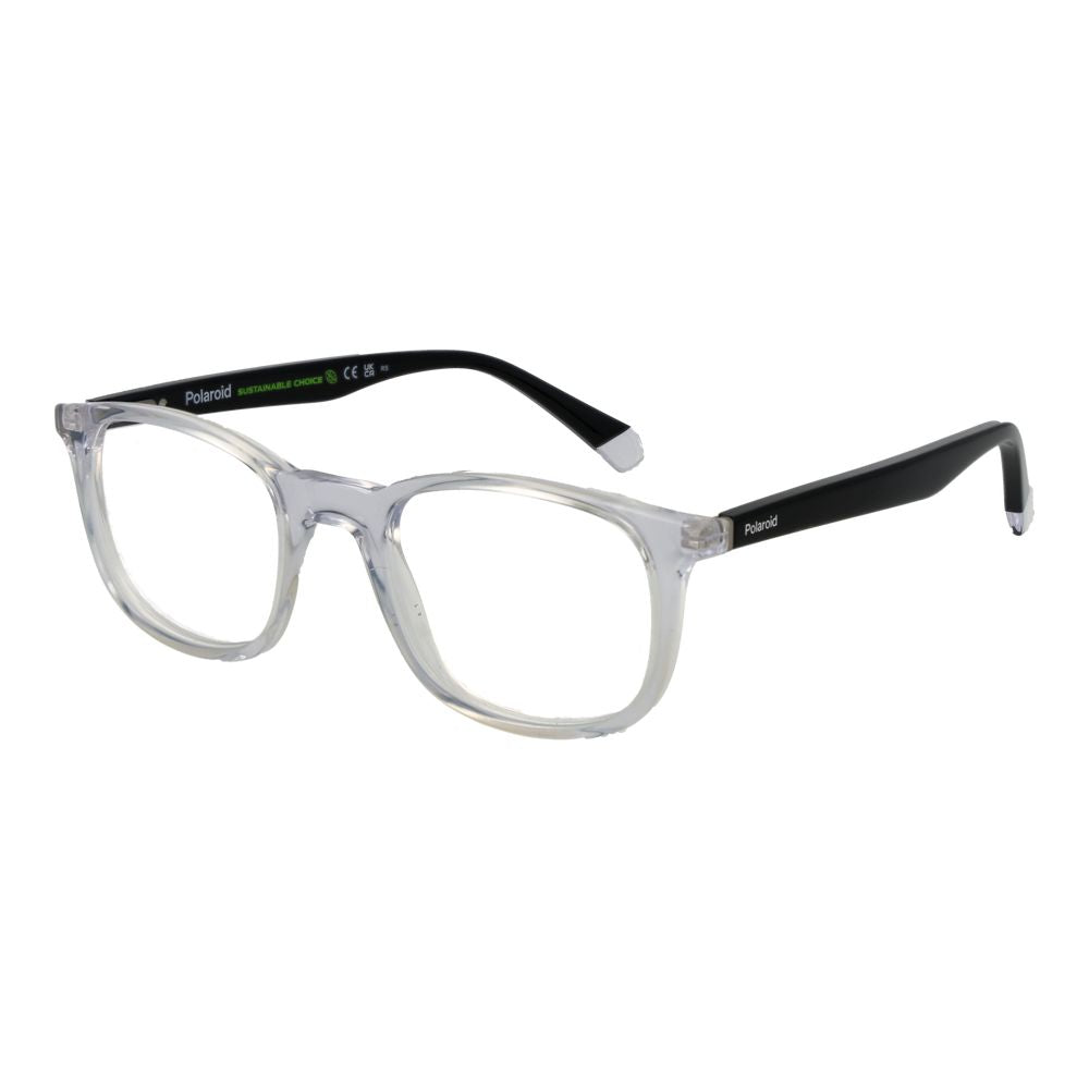 Eyeglasses Frames by Polaroid for unisex in cellulose propionate and transparent showcases a refined silhouette, detailed with a transparent coloured frame finish and a sophisticated full-frame frame design.