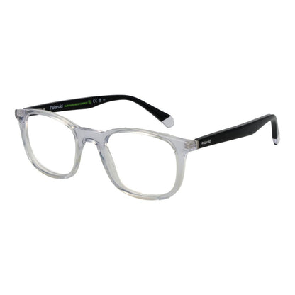 Eyeglasses Frames by Polaroid for unisex in cellulose propionate and transparent showcases a refined silhouette, detailed with a transparent coloured frame finish and a sophisticated full-frame frame design.