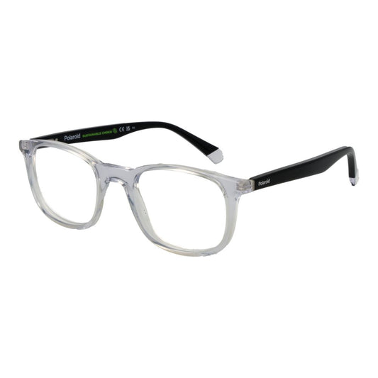 Eyeglasses Frames by Polaroid for unisex in cellulose propionate and transparent showcases a refined silhouette, detailed with a transparent coloured frame finish and a sophisticated full-frame frame design.