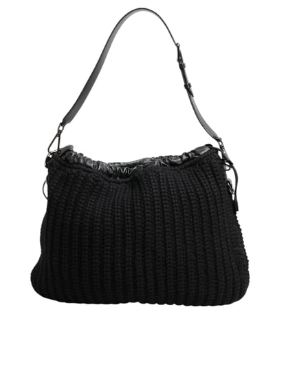 Shoulder Bag by Dolce & Gabbana for women in calfskin leather & cashmere black features a stately silhouette, showcasing a secure zipper, ample , and stately shoulder-strap for a stately finish.