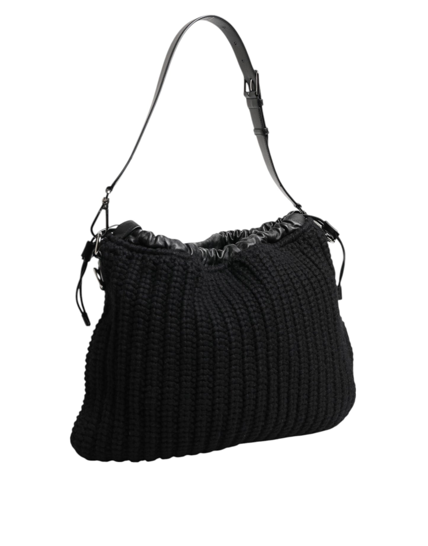 Shoulder Bag by Dolce & Gabbana for women in calfskin leather & cashmere black features a effortless chic silhouette with a secure zipper, ample , and versatile shoulder-strap for a effortless chic finish.