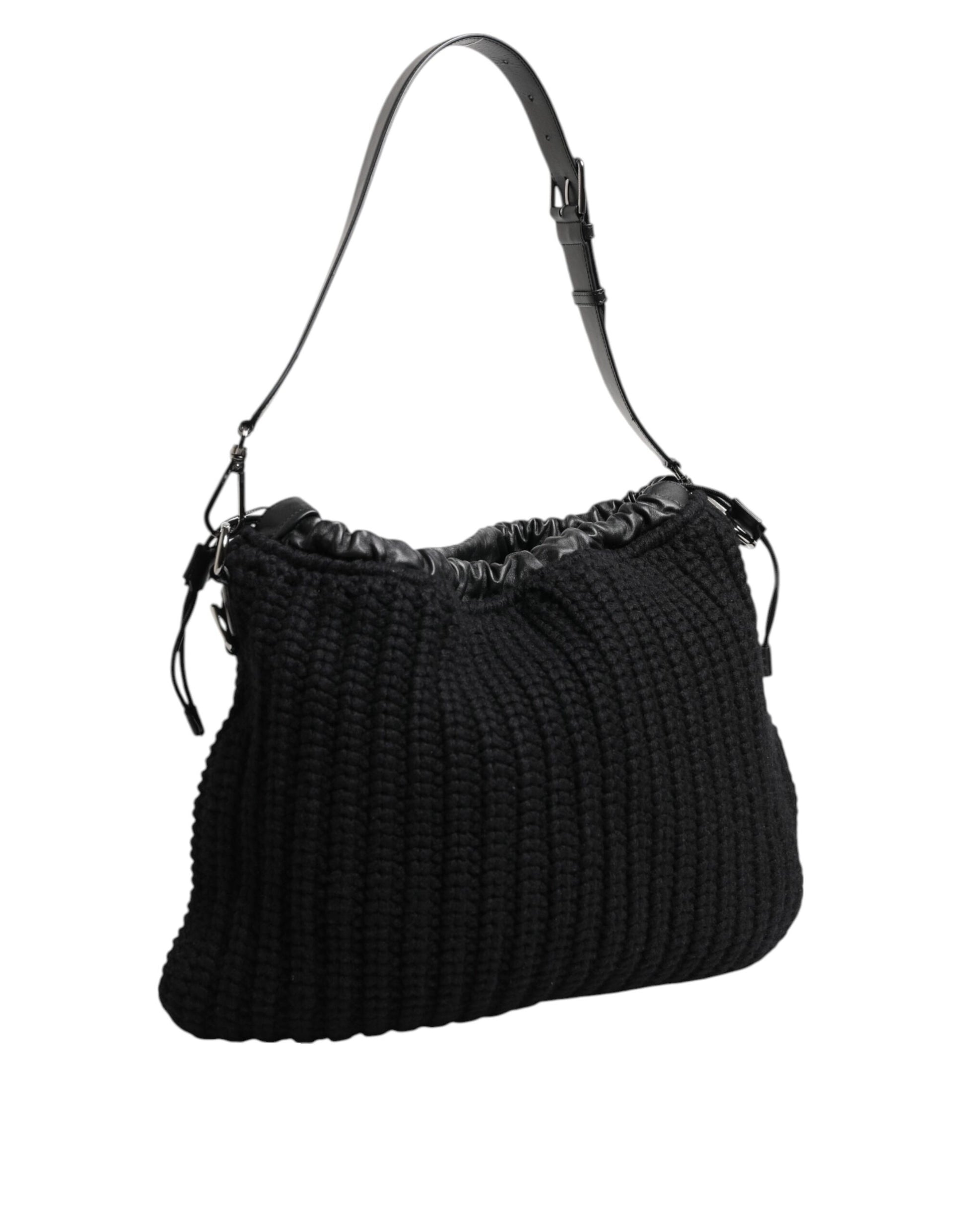 Shoulder Bag by Dolce & Gabbana for women in calfskin leather & cashmere black features a effortless chic silhouette with a secure zipper, ample , and versatile shoulder-strap for a effortless chic finish.