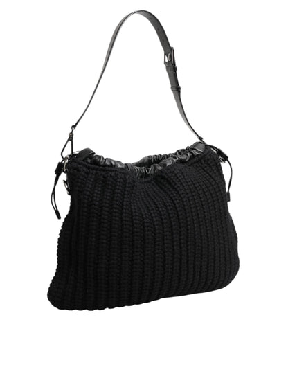 Shoulder Bag by Dolce & Gabbana for women in calfskin leather & cashmere black features a effortless chic silhouette with a secure zipper, ample , and versatile shoulder-strap for a effortless chic finish.