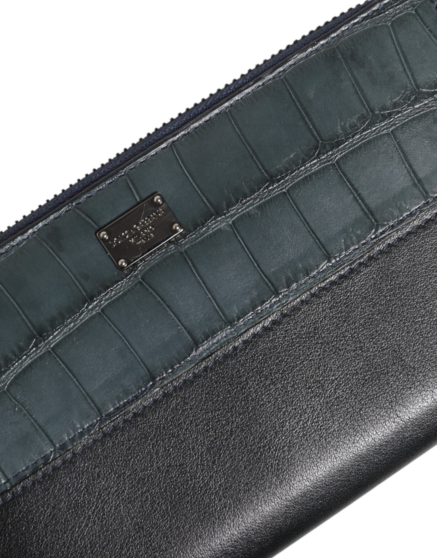 Cardholder Wallet by Dolce & Gabbana for men in exotic leather black & blue presents a refined silhouette, artfully capturing the essence of the Exotic Leather Cardholder Wallet design with sophisticated card-organization coin-purse for a refined look.