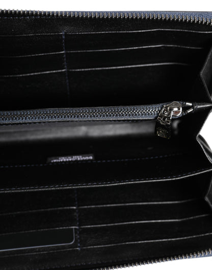 Cardholder Wallet by Dolce & Gabbana for men in exotic leather black & blue showcases a refined silhouette, artfully detailed with the signature style of the Exotic Leather Cardholder Wallet and functional card-organization coin-purse.