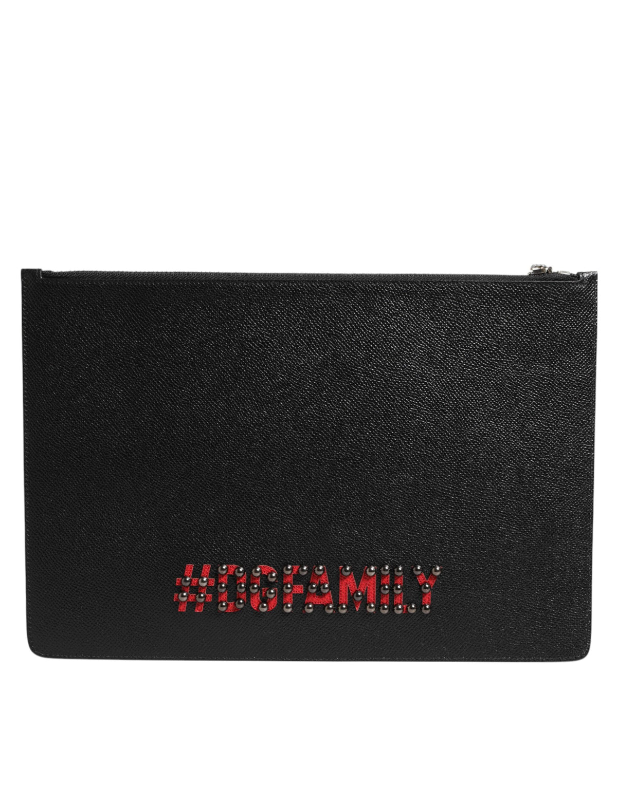 Dolce & Gabbana Pebbled Leather Pouch Clutch Handbag - Black Multicolor Signature