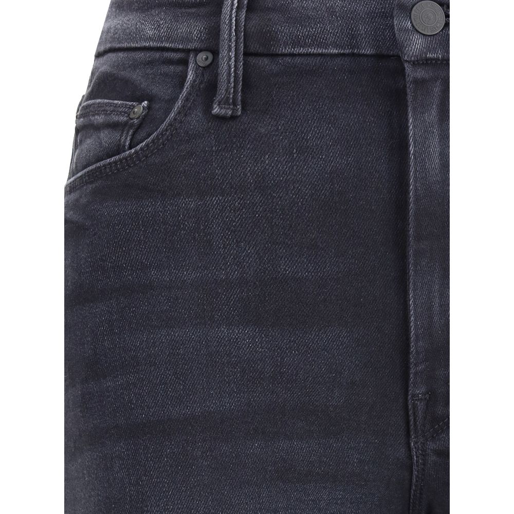 Jeans by Mother Denim for women in black & patterned features an refined tailoring silhouette, showcasing a premium regular-fit & wide with a high rise and long cut for a refined tailoring look.