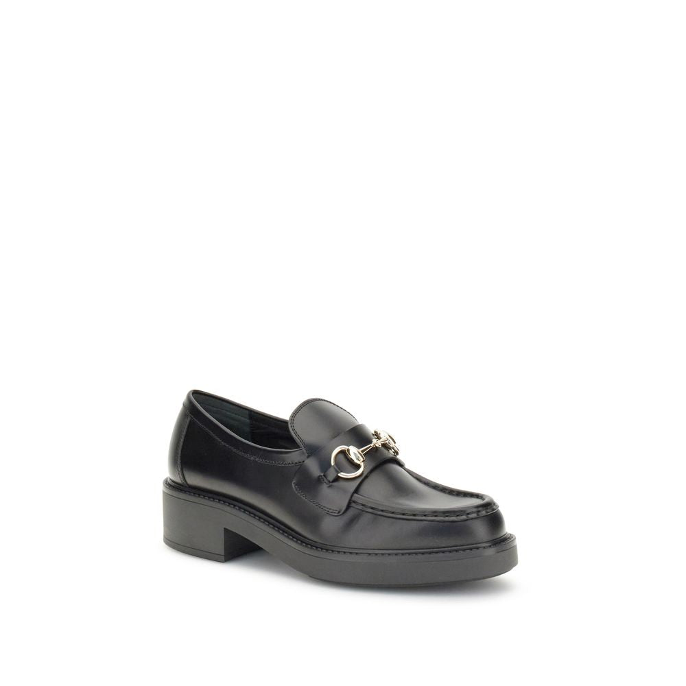 Loafer Loafers Slip-On Shoes by Gucci for women in bos taurus calf leather black showcases a timeless silhouette as Horsebit Women's Bos Taurus Calf Leather Loafer Loafers Slip-On Shoes, artfully designed with a timeless block-heel and refined round toe style for a timeless finish.
