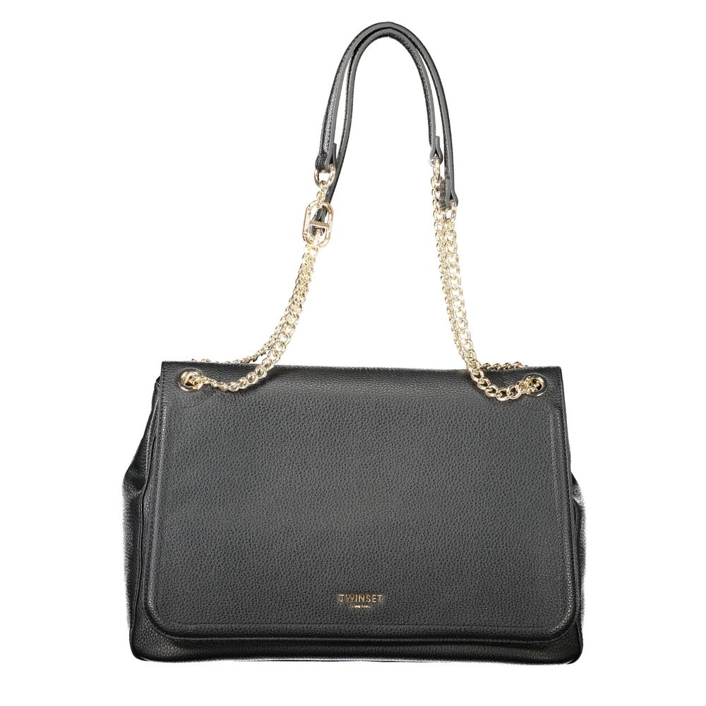 Shoulder Handbag by Twinset for women in polyethylene black presents a ornamental silhouette, showcasing a secure snap, ample internal-pockets, and versatile shoulder-strap & handle for a ornamental finish.
