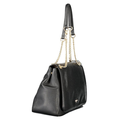 Shoulder Handbag by Twinset for women in polyethylene black features a ornamental silhouette, showcasing a secure snap, ample internal-pockets, and ornamental shoulder-strap & handle for a sophisticated look.