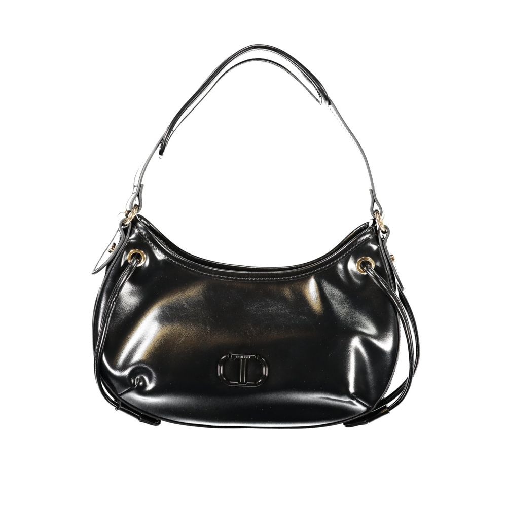 Drawstring Hobo Handbag by Twinset for women in polyethylene black & signature presents a ornamental silhouette, showcasing a secure zipper & drawstring, ample document-holder, and versatile handle for a ornamental finish.