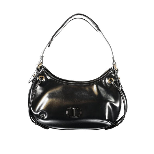 Drawstring Hobo Handbag by Twinset for women in polyethylene black & signature presents a ornamental silhouette, showcasing a secure zipper & drawstring, ample document-holder, and versatile handle for a ornamental finish.