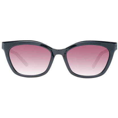 Sunglasses by Ted Baker for women in black features an lustrous full-rim cat-eye frame design with black coloured frame detailing and gradient category-3-dark-tint lens for a lustrous aesthetic.