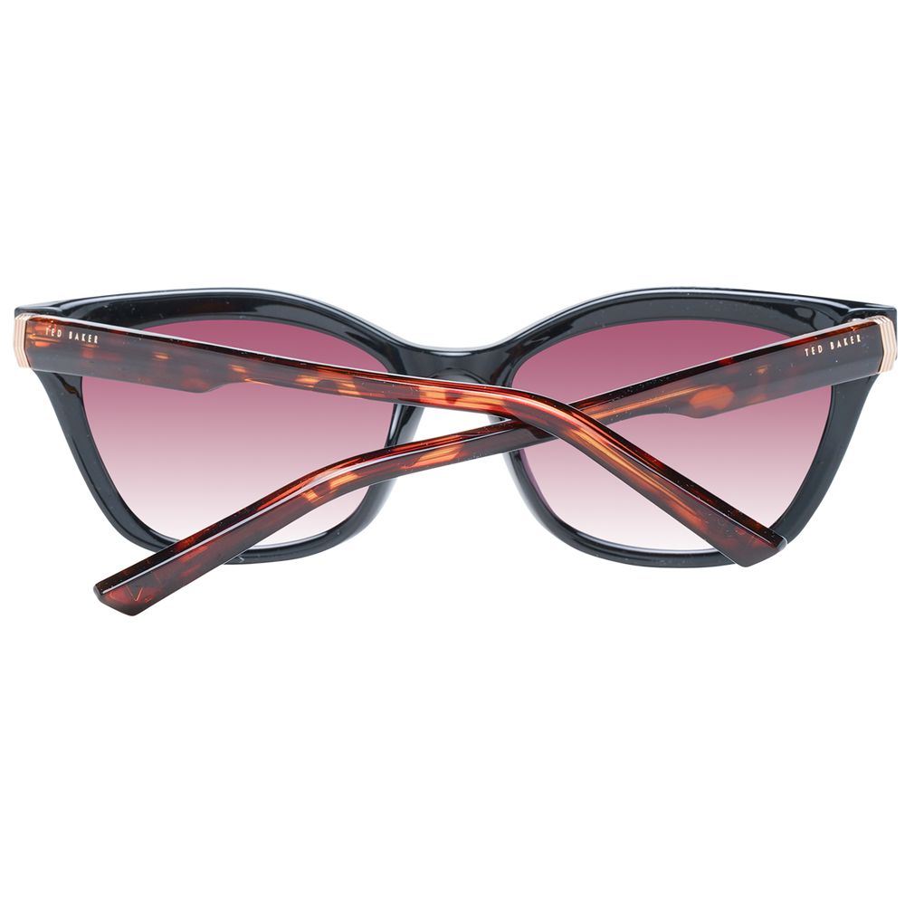 Sunglasses by Ted Baker for women in black features an ethereal full-rim cat-eye frame design with black coloured frame frames and gradient category-3-dark-tint lens for a ethereal finish.