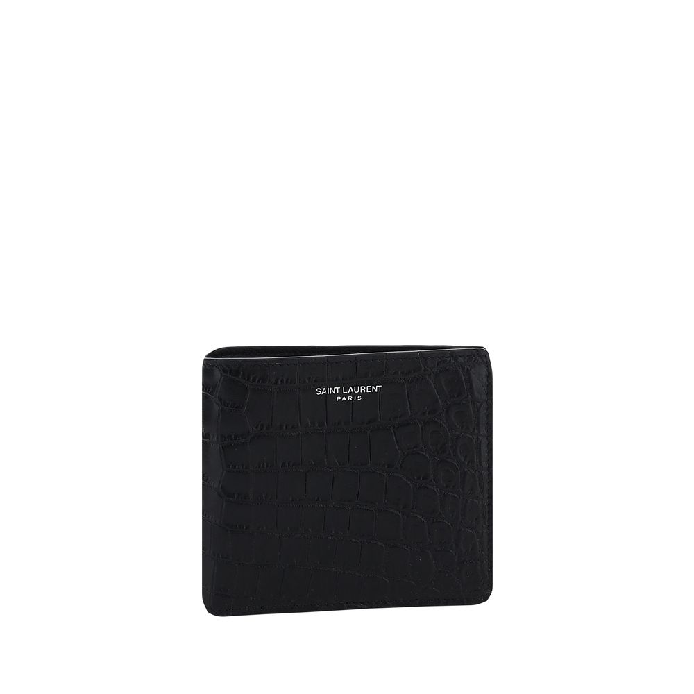 Cardholder Wallet by Saint Laurent for men in bos taurus calfskin leather black & monogram showcases a discerning silhouette, artfully capturing the essence of Bos Taurus Calfskin Leather Cardholder Wallet with its functional card-organization billfold.