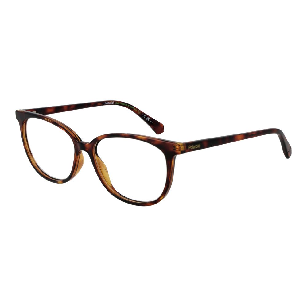 Eyeglasses Frames by Polaroid for women in polyamide and brown showcases an refined full-frame frame design featuring a sophisticated brown coloured frame for an refined and refined aesthetic.