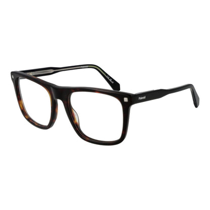 Eyeglasses Frames by Polaroid for unisex in acetate and brown showcases an refined full-frame frame design featuring a sophisticated brown coloured frame for an refined and refined aesthetic.