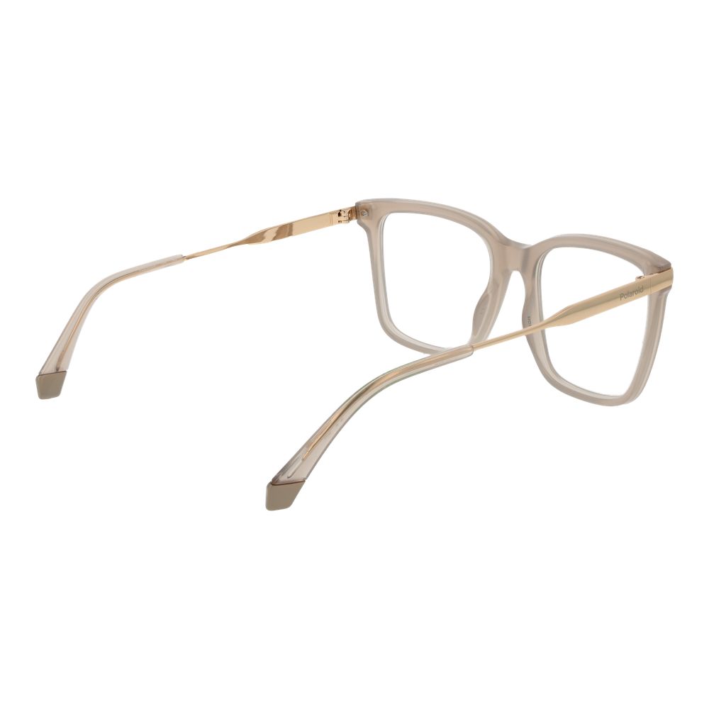 Eyeglasses Frames by Polaroid for unisex in polyamide beige showcases a reflective silhouette, artfully incorporating a sophisticated beige coloured frame with a distinct full-frame frame design.
