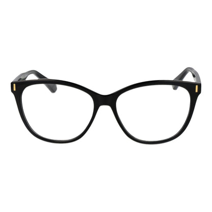 Eyeglasses Frames by Polaroid for women in polyamide black showcases a reflective silhouette, artfully incorporating a sophisticated black coloured frame with a distinct full-frame frame design.