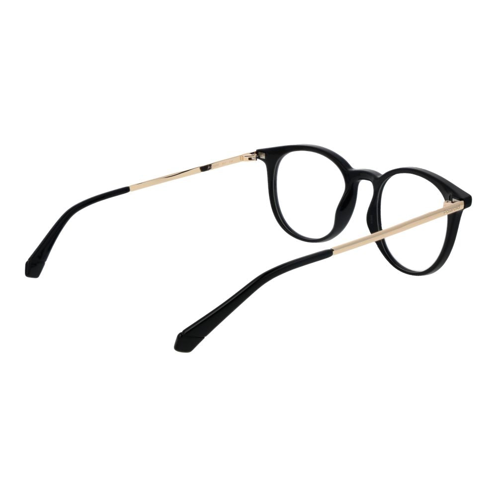 Eyeglasses Frames by Polaroid for unisex in polyester black showcases a reflective silhouette, artfully incorporating a sophisticated black coloured frame with a distinct full-frame frame design.
