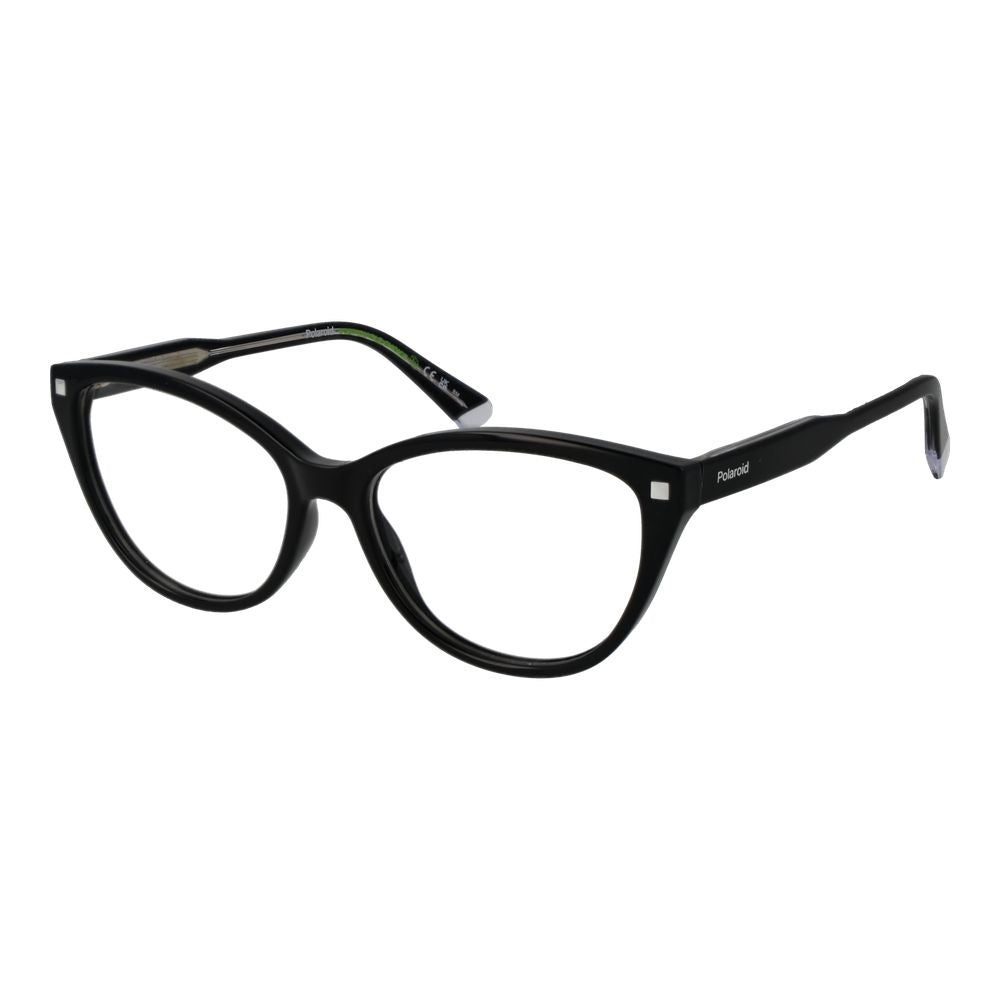 Eyeglasses Frames by Polaroid for women in cellulose propionate and black showcases an refined full-frame frame design featuring a sophisticated black coloured frame for an refined and refined aesthetic.