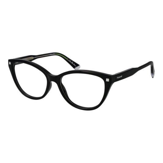 Eyeglasses Frames by Polaroid for women in cellulose propionate and black showcases an refined full-frame frame design featuring a sophisticated black coloured frame for an refined and refined aesthetic.