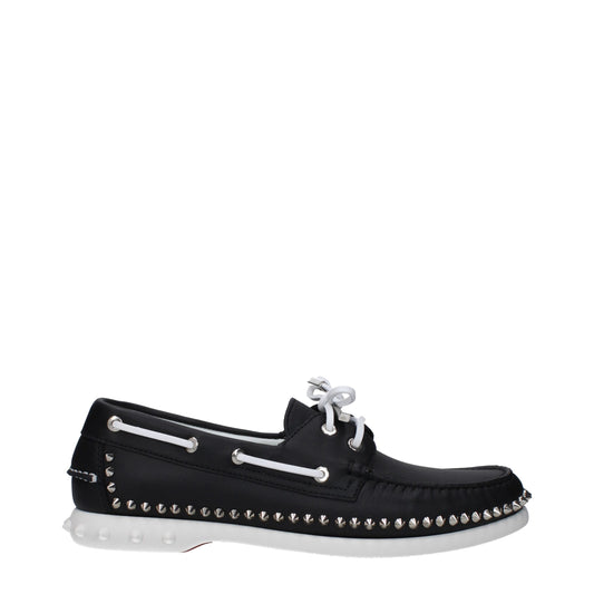 Flat Loafer Lace-Up Shoes by Christian Louboutin for men in leather & rubber black showcases a resplendent Men's Leather & Rubber Flat Loafer Lace-Up Shoes aesthetic, defined by its resplendent round toe style and elegant flat.