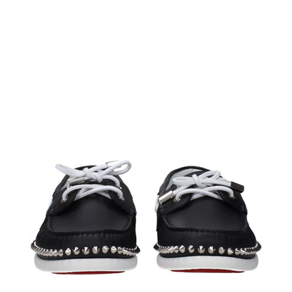 Flat Loafer Lace-Up Shoes by Christian Louboutin for men in leather & rubber black features an dynamic silhouette from the Men's Leather & Rubber Flat Loafer Lace-Up Shoes collection, defined by a dynamic round toe style and flat for a dynamic look.