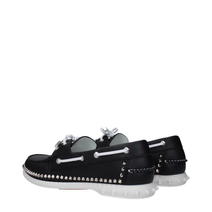 Flat Loafer Lace-Up Shoes by Christian Louboutin for men in leather & rubber black showcases a timeless silhouette from the Men's Leather & Rubber Flat Loafer Lace-Up Shoes collection, featuring a timeless flat and round toe style for a timeless finish.