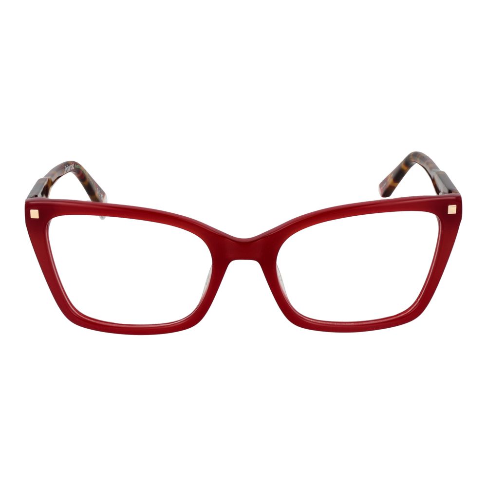Eyeglasses Frames by Polaroid for women in acetate burgundy showcases a refined full-frame frame design with a refined burgundy coloured frame finish for a refined and sophisticated look.