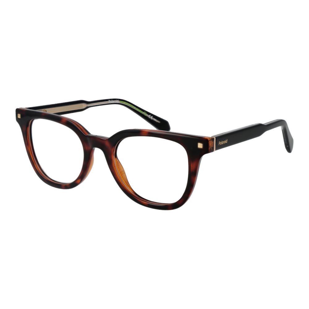 Eyeglasses Frames by Polaroid for women in cellulose propionate brown features an refined silhouette, showcasing a sophisticated brown coloured frame and refined full-frame frame design for a refined look.