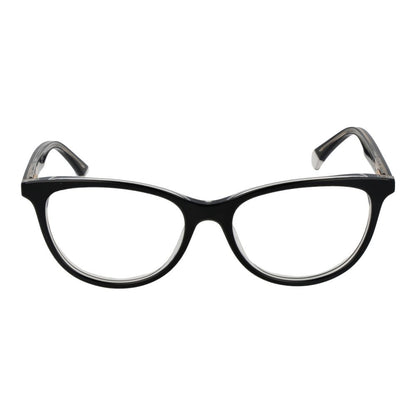 Eyeglasses Frames by Polaroid for women in acetate black features a refined silhouette, showcasing a refined black coloured frame and full-frame frame design for a sophisticated, premium look.