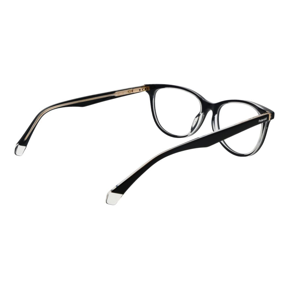 Eyeglasses Frames by Polaroid for women in acetate and black showcases an refined full-frame frame design featuring a sophisticated black coloured frame for an refined and refined aesthetic.