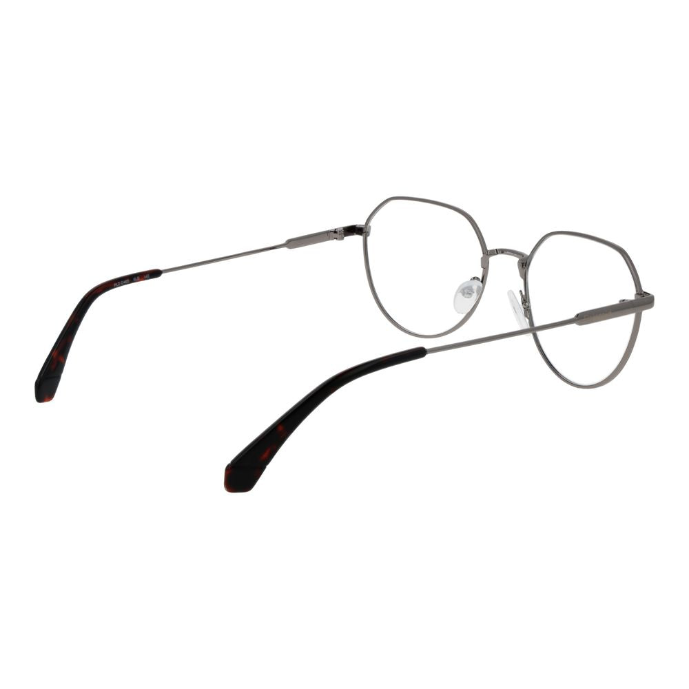 Eyeglasses Frames by Polaroid for unisex in metal gray showcases a reflective silhouette, artfully incorporating a sophisticated gray coloured frame with a distinct full-frame frame design.