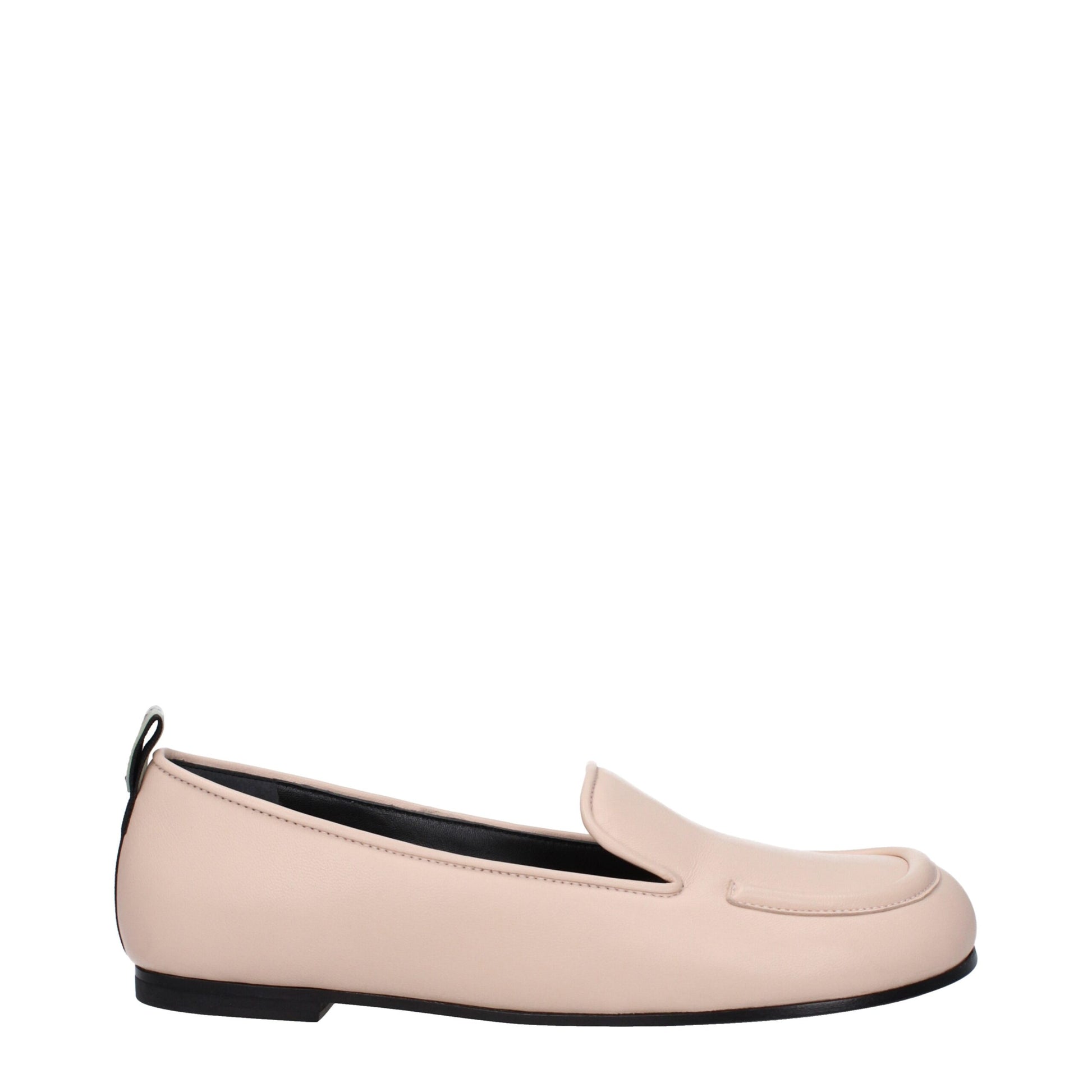 Flat Loafer Slip-On Shoes by Premiata for women in leather nude & pink features an ergonomic silhouette, perfectly showcasing Women's Leather Flat Loafer Slip-On Shoes with its distinct flat and elegant round toe style.