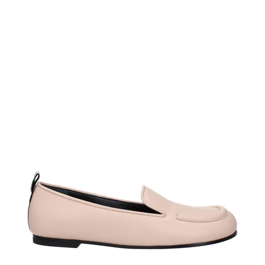Flat Loafer Slip-On Shoes by Premiata for women in leather nude & pink features an ergonomic silhouette, perfectly showcasing Women's Leather Flat Loafer Slip-On Shoes with its distinct flat and elegant round toe style.