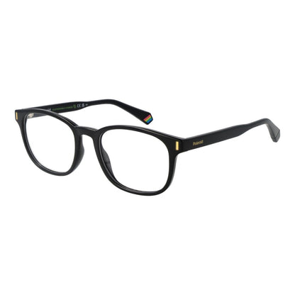 Eyeglasses Frames by Polaroid for men in polyamide black features an refined silhouette, showcasing a sophisticated black coloured frame and refined full-frame frame design for a refined look.