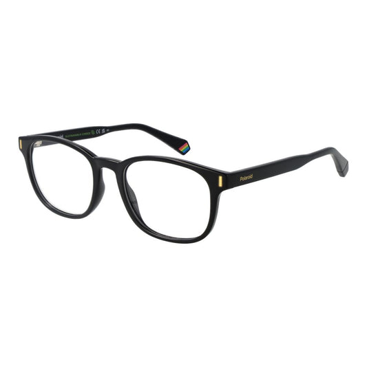 Eyeglasses Frames by Polaroid for men in polyamide black features an refined silhouette, showcasing a sophisticated black coloured frame and refined full-frame frame design for a refined look.