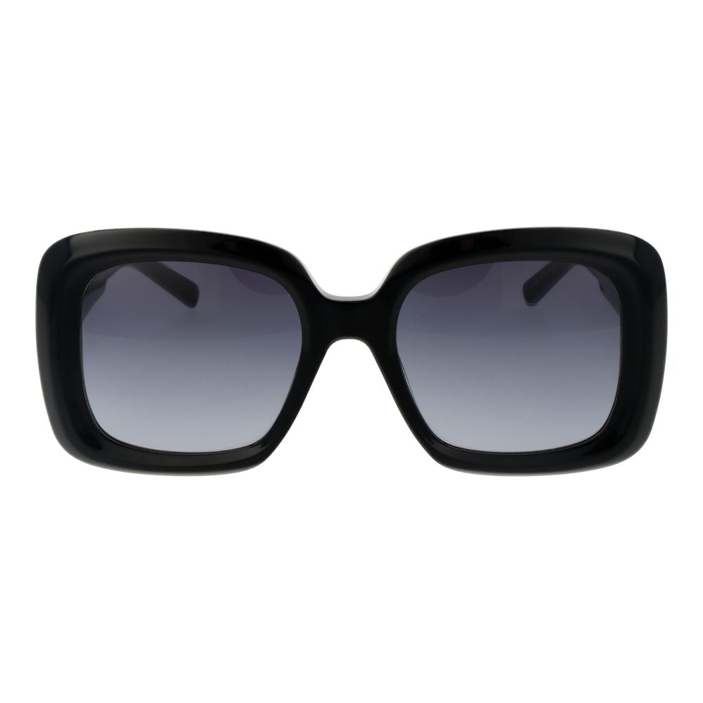 Sunglasses by Tommy Hilfiger for women in acetate black features a sumptuous silhouette, showcasing a sumptuous full-rim square frame design in black coloured frame with high-performance gradient category-3-dark-tint lens.