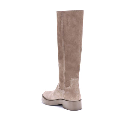 High Knee-High Winter Boots by Casadei for women in bos taurus calf suede leather beige features an high-performance design from the Charlie Women's Bos Taurus Calf Suede Leather High Knee-High Winter Boots collection, highlighting a high-performance block-heel and round toe style for a refined look.