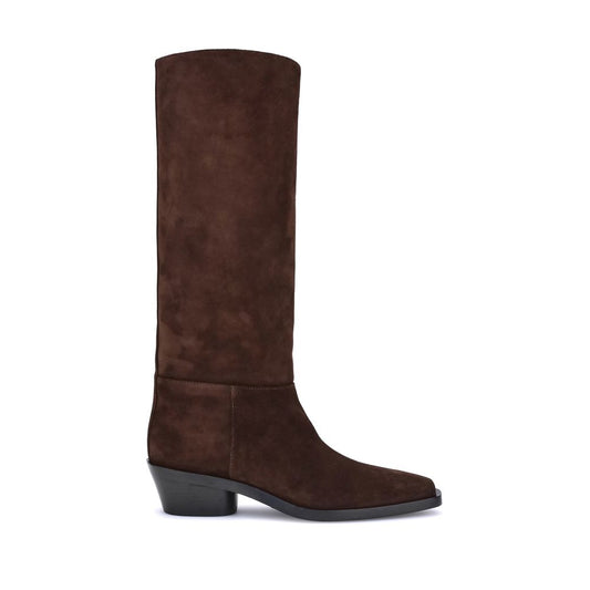 Ankle High Knee-High Boots by Proenza Schouler for women in bos taurus calf suede leather brown features an dynamic silhouette, showcasing the dynamic Women's Bos Taurus Calf Suede Leather Ankle High Knee-High Boots design with its distinctive and elegant .