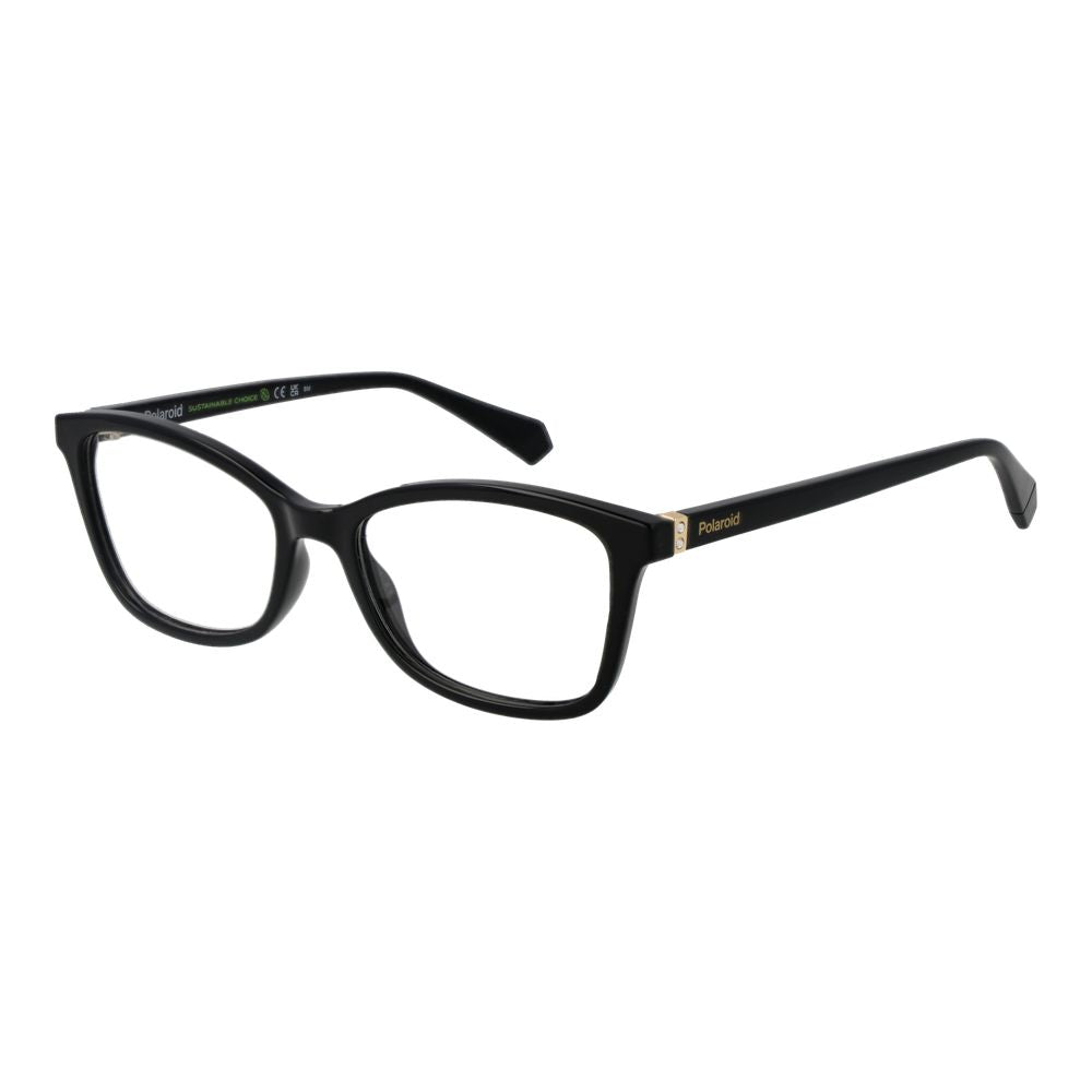 Eyeglasses Frames by Polaroid for women in polyamide black features an refined silhouette, showcasing a sophisticated black coloured frame and refined full-frame frame design for a refined look.