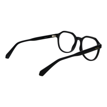 Eyeglasses Frames by Polaroid for unisex in polyamide black showcases a reflective silhouette, artfully incorporating a sophisticated black coloured frame with a distinct full-frame frame design.