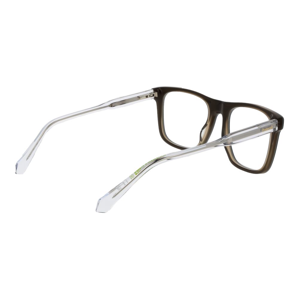 Eyeglasses Frames by Polaroid for men in acetate black showcases a reflective silhouette, artfully incorporating a sophisticated black coloured frame with a distinct full-frame frame design.