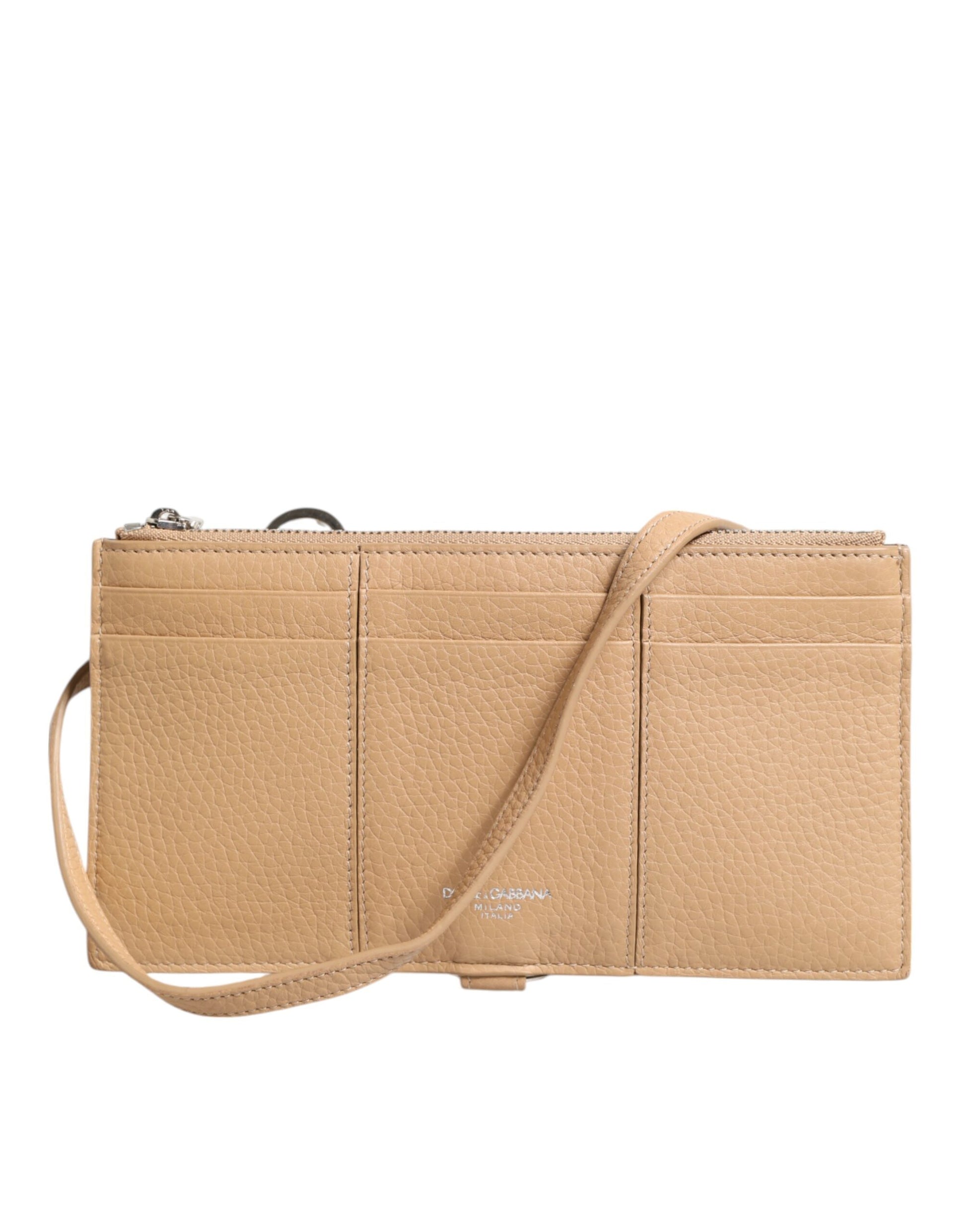 Cardholder Wallet by Dolce & Gabbana for men in calfskin leather beige & print presents a refined silhouette, artfully capturing the essence of the Calfskin Leather Cardholder Wallet design with sophisticated card-organization for a refined look.